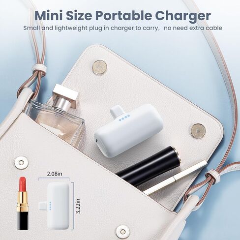 [2-Pack] Mini Portable Charger for iPhone,5200mAh Ultra Compact PD Fast Charging Power Bank,Plug-in Battery Pack Travel Cordless Phone Charger,Compatible with iPhone 14/14Pro/13/12/11/X/8/7/6plus etc in Kuwait