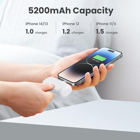 [2-Pack] Mini Portable Charger for iPhone,5200mAh Ultra Compact PD Fast Charging Power Bank,Plug-in Battery Pack Travel Cordless Phone Charger,Compatible with iPhone 14/14Pro/13/12/11/X/8/7/6plus etc in Kuwait