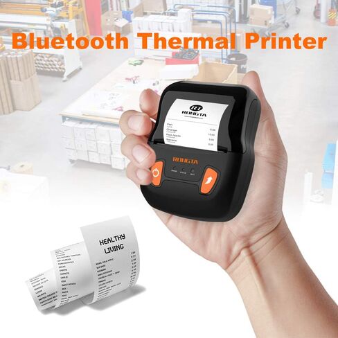طابعة إيصالات Rongta بلوتوث، طابعة إيصالات حرارية محمولة، طابعة متنقلة صغيرة للأعمال الصغيرة ESC/POS، مطعم، مبيعات، مطبخ، تدعم Android وWindows (58MM-RPP02A) in Kuwait