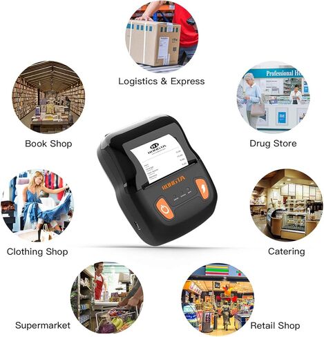 طابعة إيصالات Rongta بلوتوث، طابعة إيصالات حرارية محمولة، طابعة متنقلة صغيرة للأعمال الصغيرة ESC/POS، مطعم، مبيعات، مطبخ، تدعم Android وWindows (58MM-RPP02A) in Kuwait
