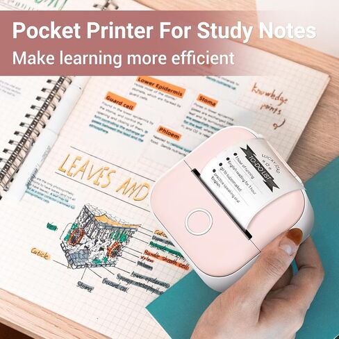 Print Pod T02 Mini Thermal Sticker Printer with 1 Paper Roll, Bluetooth Pocket Note Printer for Giftware, Journal, Note, Plan, Early Education in Saudi Arabia