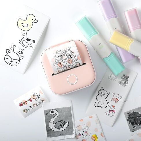 Print Pod T02 Mini Thermal Sticker Printer with 1 Paper Roll, Bluetooth Pocket Note Printer for Giftware, Journal, Note, Plan, Early Education in Saudi Arabia