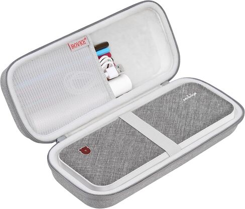 BOVKE Carrying Case Compatible with MUNBYN Portable Printer Wireless for Travel ITP01 Mobile Inkless Printer/for JADENS Wireless Portable Printer, Mesh Pocket for Thermal Papers, Cables, Grey in Saudi Arabia