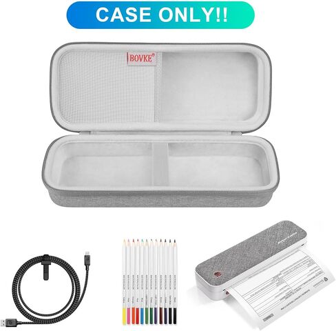 BOVKE Carrying Case Compatible with MUNBYN Portable Printer Wireless for Travel ITP01 Mobile Inkless Printer/for JADENS Wireless Portable Printer, Mesh Pocket for Thermal Papers, Cables, Grey in Saudi Arabia