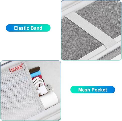 BOVKE Carrying Case Compatible with MUNBYN Portable Printer Wireless for Travel ITP01 Mobile Inkless Printer/for JADENS Wireless Portable Printer, Mesh Pocket for Thermal Papers, Cables, Grey in Saudi Arabia