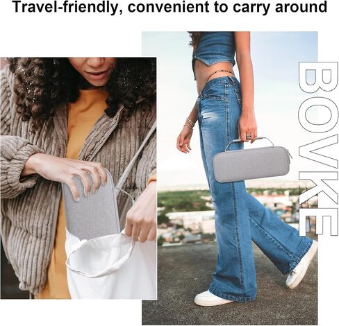 BOVKE Carrying Case Compatible with MUNBYN Portable Printer Wireless for Travel ITP01 Mobile Inkless Printer/for JADENS Wireless Portable Printer, Mesh Pocket for Thermal Papers, Cables, Grey in Saudi Arabia
