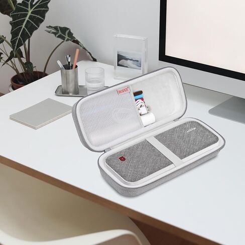 BOVKE Carrying Case Compatible with MUNBYN Portable Printer Wireless for Travel ITP01 Mobile Inkless Printer/for JADENS Wireless Portable Printer, Mesh Pocket for Thermal Papers, Cables, Grey in Saudi Arabia