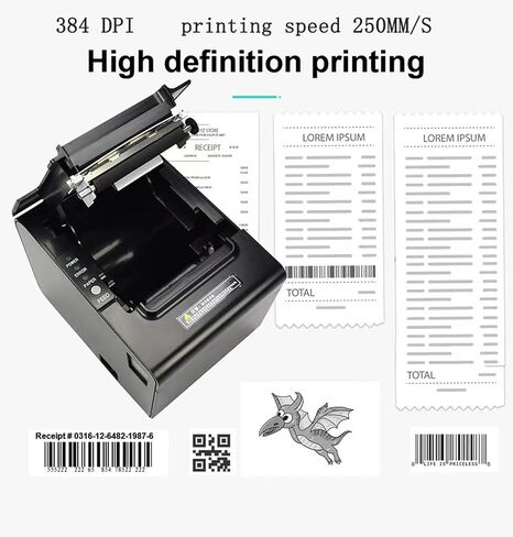 POS Kitchen Printer, 80mm Thermal Receipt Printer, 3 inch Restaurant Ticket Bill Auto Cutter Printing macine fit Cash Drawer for Retail Small Business (USB+Serial+LAN/Ethernet) in Saudi Arabia