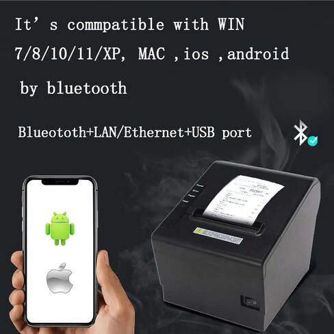 POS Kitchen Printer, 80mm Thermal Receipt Printer, 3 inch Restaurant Ticket Bill Auto Cutter Printing macine fit Cash Drawer for Retail Small Business (USB+Serial+LAN/Ethernet) in Saudi Arabia