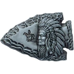 Indian Chief Arrowhead Belt Buckle for Men Native American Indian Chief Belt Buckle, Tribal Indian Chief Warrior Belt Buckle Men’s Indian Chief Horse Western Cowboy Belt Buckle Jewelry