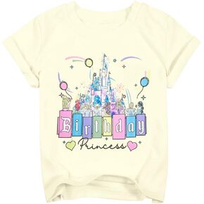 Birthday Girl Shirt Kids Magical Castle Tshirt Birthday Princess T-Shirt Toddler Girls Party Gifts Tee Family Vacation Tops