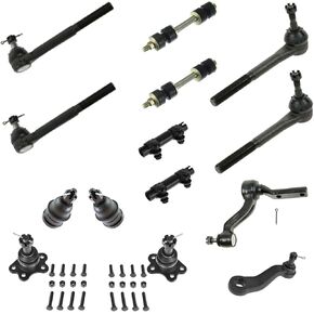 TRQ Front Steering & Suspension Kit Ball Joint Idler Arm & Bracket Assembly Pitman Arm Sway Bar Stabilizer Link Tie Rod Tie Rod Adjusting Sleeve Compatible with Chevrolet GMC