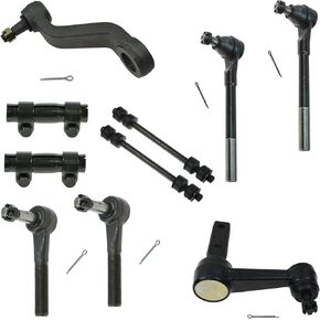 TRQ Front Steering & Suspension Kit Idler Arm & Bracket Assembly Pitman Arm Sway Bar Stabilizer Link Tie Rod Tie Rod Adjusting Sleeve Compatible with 1994-1999 Dodge Ram 1500