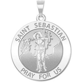 PicturesOnGold.com Lacrosse - Saint Sebastian Doubledside Sports Religious Medal 3/4 Inch in Sterling Silver
