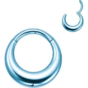 ASTM F136 Titanium Septum Nose Piercing 16G Clicker Moon Mirror Piercing Segment Ring Daith Conch Hoop Anodized Earring