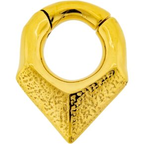 6GA 316L Stainless Steel Textured V-Shaped Hinged Clicker Ring for Stretched Piercings
