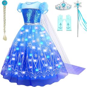 GZ-LAOPAITOU Light Up Princess Dresses for Girls Princess Dress Up Clothes Christmas Halloween Princess Costume