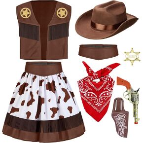 Spooktacular Creations Halloween Cowgirl Costume for Girls, Kids Western Costume, Cowgirl Outfit with Hat for Toddler Cosplay