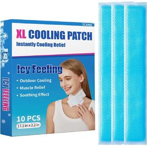 Large Disposable Cooling Sheets for Summer Cooling, Cooling Patches for Outdoor Activitie, Muscle Soreness, Instant Ice Packs for Neck Shoulders, Injuries, Pain Relief, Pack of 10