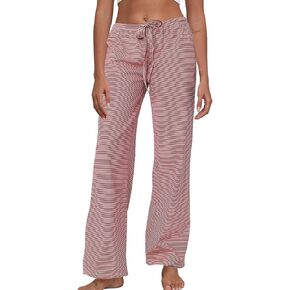 Women's Striped Pajama Pants Cotton Lounge Pants Low Rise And Drawstring Pj Bottoms
