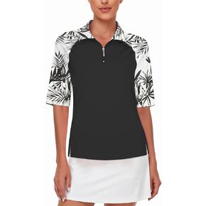 Cucuchy Womens Golf Shirt Half Sleeve Quarter Zip Polo Tennis Shirts Workout Tops in Kuwait