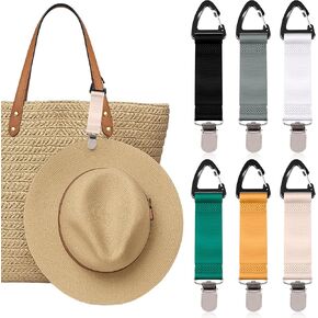 6 Pcs Hat Clip for Travel on Bag, Beach Vacation/Cruise Essentials Hats Holder, Strong Grip Space-saving Hat Clips Travel Accessories for Women/Family
