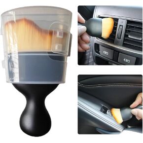 Car Interior Detailing Brush Car Dusting Brush, Soft Bristle Cleaning Brush Car Interior Cleaning Tool Car Dash Duster Brush for Dashboard, Leather, Air Vents, Computer, Keyboard(Yellow)