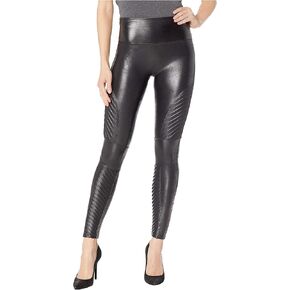 SPANX Faux Leather Moto Leggings Very Black