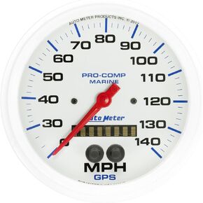 مقياس Auto Meter 200647 ، عداد السرعة ، 5 "، 140 ميلاً في الساعة ، GPS ، Marine White