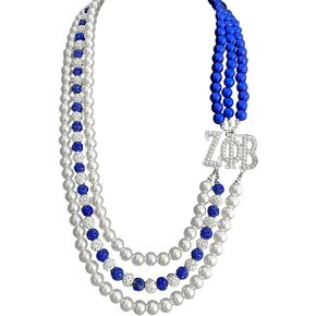 أزياء Zeta P بيتا منظمتنا جمعية ZPB المعدنية لقب ملصق محاكاة متعددة الطبقات قلادة لؤلؤة (Rhinestone)