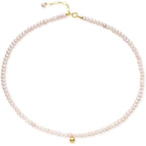 Fishion and elegant Pearl 4mm White Pearl Necklace Round With Gold bead
