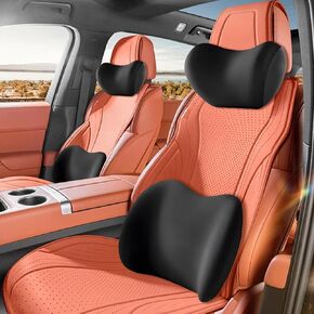Car Headrest & Lumbar Support Cushion，2025 New Car Lumbar Support Pillow and Car Neck Pillow,Ergonomic Car Seat Headrest Neck Rest Cushion Lumbar Support Pillow Memory Foam & Breathable Removable