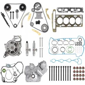 2.4 Timing Chain Kit 9-4201S Water Pump Oil Pump VCT Solenoid Actuator Gear Guide Rail Sprocket Fit for Chevy Equinox Malibu,for Buick Lacrosse Regal Verano,for GMC Terrain 2.4L 2.2L Ecotec