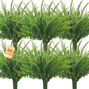 Artificial Boston Fake Fern Plants Bushes 20Packs Faux Plants Shrubs Greenery UV Resistant for Garden House Office Indoor Outdoor Décor