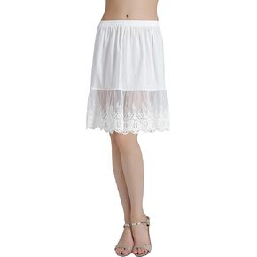 BEAUTELICATE Skirt Extender with Lace Trim Vintage Underskirt 100% Cotton Half Slip