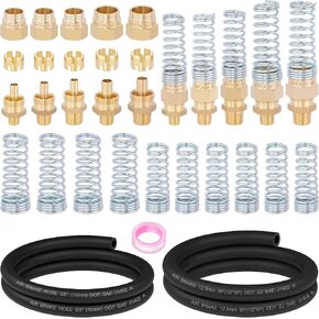 12pcs النحاس 1/2 "تجهيزات خرطوم الهواء النقطية مع حراس الربيع ، موصل الذكور موصل الهواء خرطوم الفرامل تركيبات مع أنابيب الأكمام مناسبة ، 50 بوصة 1/2" SAE J1402 فرامل الهواء لشاحنة شبه الشاحنة