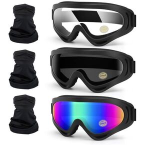دراجة نارية موتوكروس نظارات 3 عبوات مع Gaiter ATV ATV الدراجة الأوساخ ركوب الدراجة UTV MTB MX OFTROAR ROODROOD نظارات UV400 مضادة للخدش الخدش للبالغين أطفال الشباب