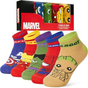 Marvel Boys Ankle Socks, Soft and Breathable Socks Pack of 5 - Boys Gifts (Multi, 3-8 US)