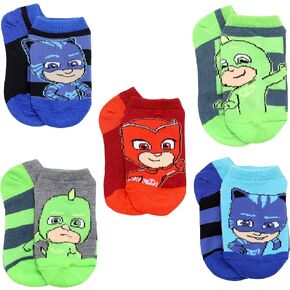 PJ Masks Boys 5 Pack Character Socks, Blue/Green/Red, Small