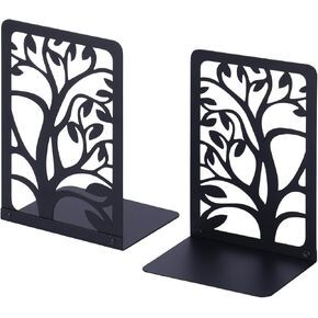 Bnesi 2 Pcs Tree Decorative Book Ends Metal Bookends for Shelves Non-Skid Book Holder for Heavy Books Modern Book Shelf Decor Vivid Bookshelf Decor Assembled Bookends (Medium, 1, Pcs)
