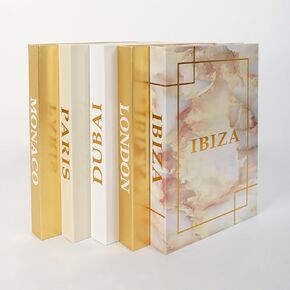 كتب زخرفية للديكور المنزلي - مجموعة من 5 كتب فو ، كتب قهوة أنيقة كتب مزيفة لغرفة المعيشة ، رف الكتب ، أو Mantel (لندن/باريس/موناكو/دبي/إيبيزا)