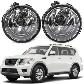 Pair of Front Fog Light Lamp RH LH Compatible With Nissan Armada Exclusive & Platinum Reserve & Platinum & SL & SV 2017-2020 Replaces 261508990B 261508993B 261508998B 261508992B