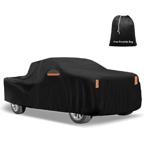 Full Truck Car Cover, 210D-PU Oxford All Weather Waterproof with Driver Door Zipper, Fit for Chevy Silverado Crew 2000-2018, Toyota Tundra Ram 2500 1500 Nissan Titan Ford F-150