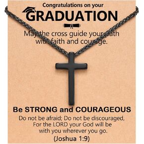Bible Verse Black Cross Necklace Christian Graduation Gifts for Him Boys Son Grandson College High Middle School in Saudi Arabia