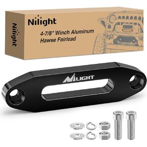 Nilight Winch Fairlead 4-7/8 Inch (124mm) Aluminum Hawse Fairlead Hole Spacing with Mounting Hardware Winch Hawse Fairlead for Synthetic Rope 2000-3500 LBS UTV ATV Winch Accessory Anodized Black