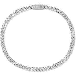 FANCIME 925 Sterling Silver Cuban Link Bracelet Bling CZ Miami Link Bracelet Hip Hop Jewelry for Women Men