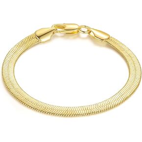 14K Gold Bracelets for Women & Bracelet for Men Smooth Snake Gold Chain Bracelet for Women Men Bracelets Jewelry Presents (6.5, 7, 7.5, 8, 9 in)