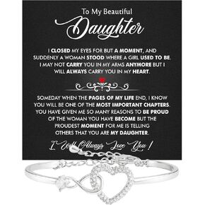 Larvincy To My Daughter Bracelet From Mom & Dad With Heartfelt Message & Elegant Box, Gold Jewelry Gift For Women From Mother Father On Graduation, Birthday, Wedding, Christmas & More