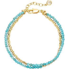 Fettero Charm Bracelet for Women Trendy - Dainty Gold Bracelet Stack Cute Beads Bracelet 14K Gold Plated Layered Boho Bracelets Jewelry