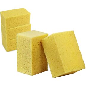 5PCS Car Wash Sponges, 8.5"×4.4"×3.5" Large Extra Soft Coral Non Scratch Sponge, Car Cleaning Cellulose Sponge Thick Foam Pad for Washing Window Sensitive Surfaces (Yellow)